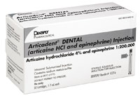 Articadent Articaine HCl 4% Epinephrine 1:200,000 1.7 mL 50/Bx